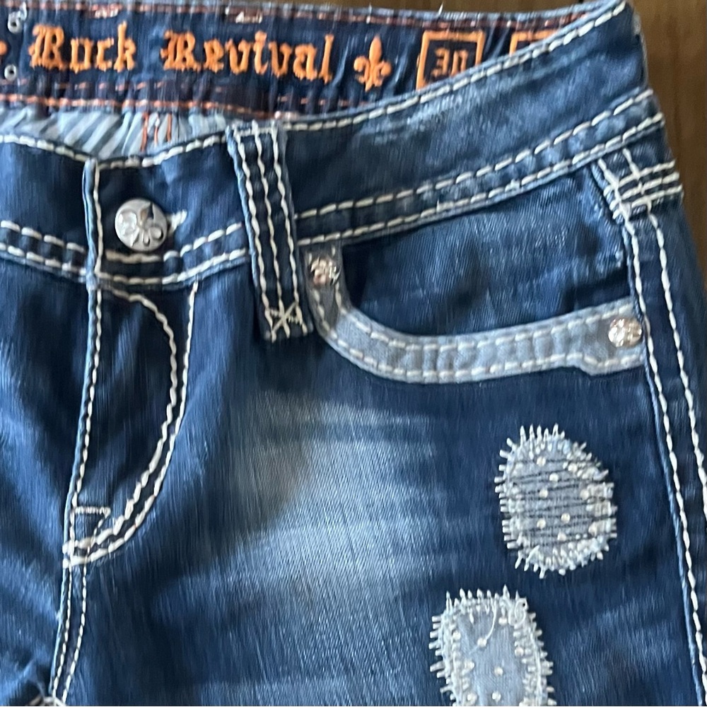 Rock Revival Alanis Boot Cut Woman’s Jeans Size 30 Denim Wash Embroidered - Picture 13 of 16